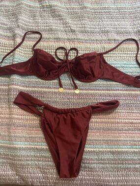 Kulani Kinis Burgundy Underwire Two-Piece Bikini